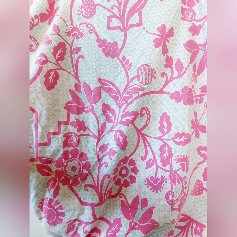 Floral Trellis Pottery Barn Kids Fitted‎ Crib Sheet Pink & Blue